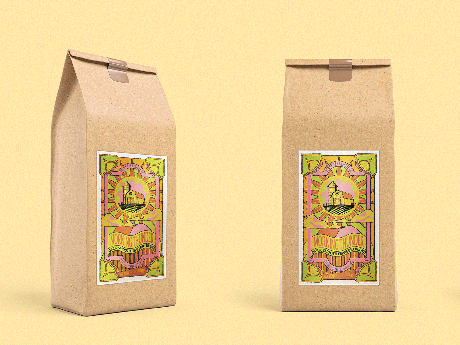 Funny Farm Coffee Bag Labels branding design graphic design illustration logo