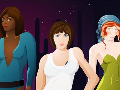 3 Girls digital illustration vector