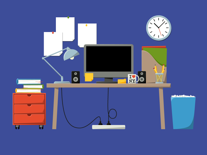Desk Illustration Rebound personal desk illustration vector