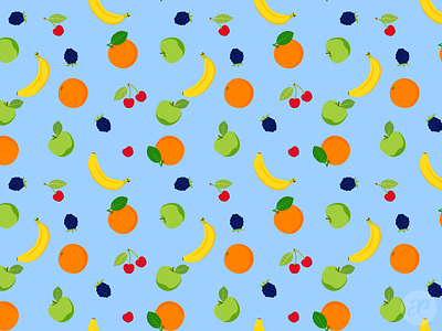 Fruits Pattern apple banana blackberry cherry fruits illustration orange pattern vector