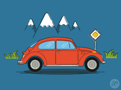 The Beetle illustration lineart personal vector