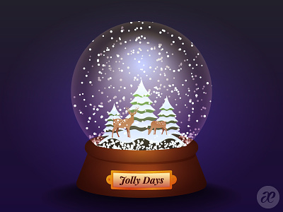 Jolly Days Snowglobe christmas digital illustration vector