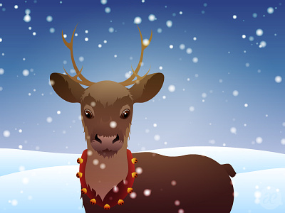 Standing in the Snow christmas digital illustration reindeer vector