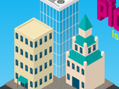 Isometric Cityscape digital illustration vector