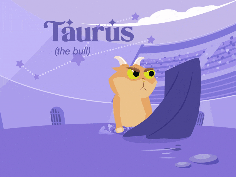 Cat Taurus | 2D Character Animation 2d after effects animation astrology bull cartoon cat cel animation character character animation follow through joysticks n sliders mograph motion design rubberhose secondary motion shape layers silly taurus vector animation