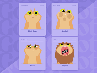 Goot the Cat | Expressions 01 2d animation animation animator cartoon character animation character concept character construction character design character profile character sheet facial expressions funny cats illustration mograph motion design motion graphics shape layers vector