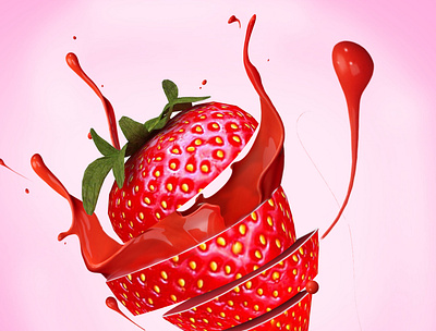 Strawberry Splash graphic design photoshop