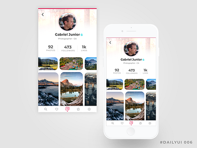 #DailyUI006 - Mobile User Profile Page app dailyiu003 dailyui design interface mobile photographer profile ui user user profile ux