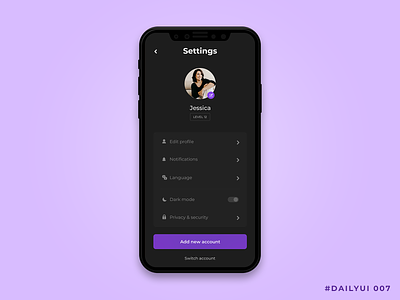 Daily UI 007 - Mobile App Settings Page