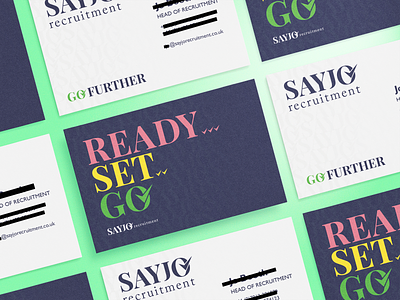 Sayjo Recruitment - Ready. Set. Go. Concept branding jobs logo recruitment tick