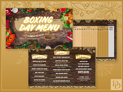 The Dog And Duck Boxing Day Menu/Booking Form Design boxing day christmas festive menu restaurant