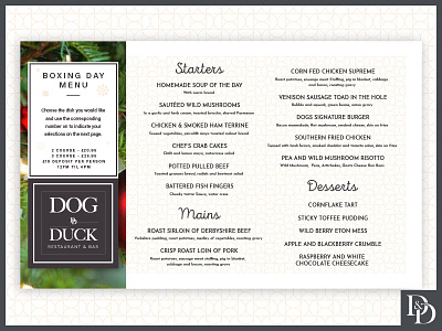 The Dog And Duck Boxing Day Menu Early Design