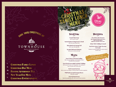 Townhouse Christmas Program bar christmas festive holly restaurant restaurant branding santa