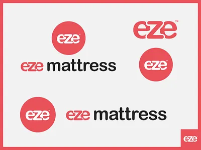 Eze Mattress Logo branding circle logo logo mattress product red rounded font