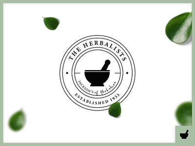 The Herbalists Logo and Branding apotehcary botany brand branding circle logo herb herbalist herbs leaves logo logodesign pestle pestle and mortar traditional