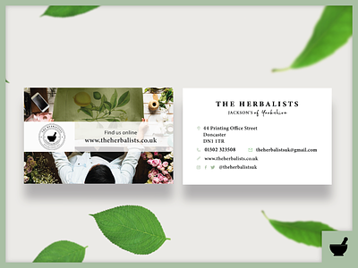 The Herbalists Business Cards art business card crafts flowers green herbalist leaves pestle