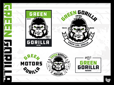 Green Gorilla Logo bananas branding car garage gorilla logo mechanic motor