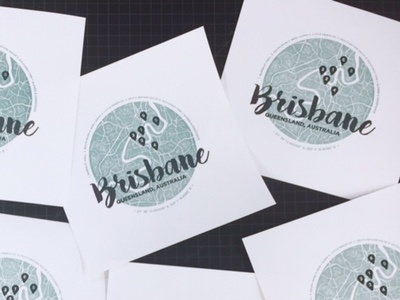 Brisbane Map australia brisbane city letterpress map printmaking