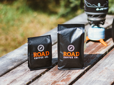 Packaging - Road Coffee Co. adventure branding camping coffee coffee bag coffee roasting logo packing silkscreen
