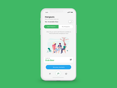 Hangout App app design character design creative illustration social app social network ui design ux design