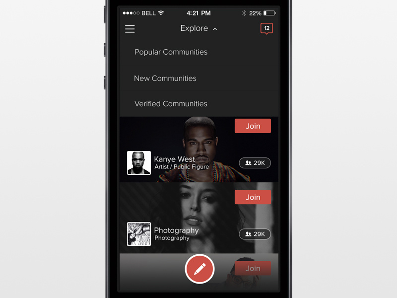 cookin' on 2.0 iphone ios community dark app application ui