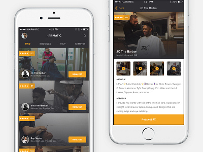 Barber App ios iphone mobile on demand ui ux