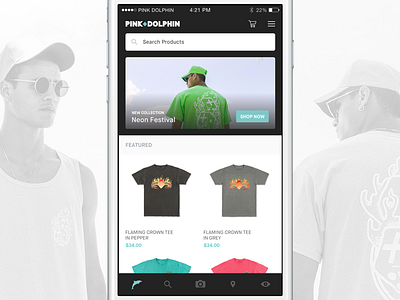 [PINK DOLPHIN] New App — Work in Progress ecommerce ios mobile shopping streetwear ui ux