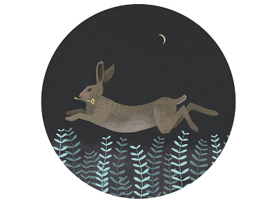 Luna creciente blacksky creciente hare illustration ilustracion liebre luna lunacreciente night noche photoshop plantas plants