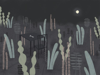 Yesterday at 3:33 black cat chair digitalillustration illustration key moon night photoshop plants table