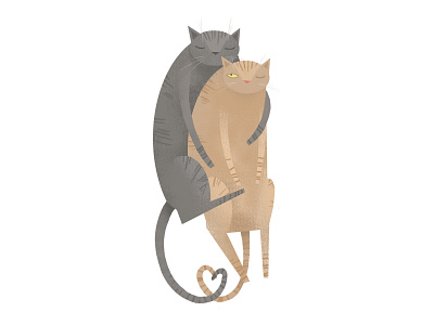 Nights start to be cold, better if there is love angeladelavega animal cats cold color digitalillustration grey heart ilustración ilustración digital love orange photoshop woman