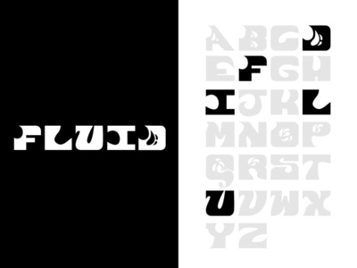 Fluid Font black and white fluid font groovy psychedelic type