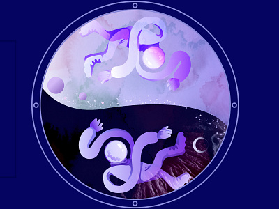 Space Yin & Yang astronaut illustration space yinyang