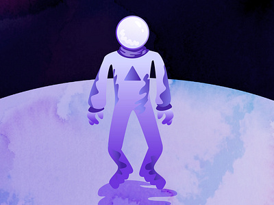 Landing on a strange moon illustration moon spaceman