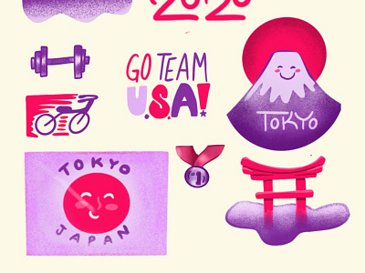 Olympics Stickers design doodle drawing illustration japan olympics procreate tokyo