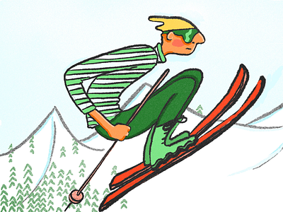 Ski jump artist cartoon doodle drawing illustration illustrator procreate ski ski jump skier
