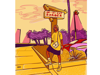 Just running In-n-out art artist california designer drawing fast food illustration in n out man pink procreate red san francisco yellow
