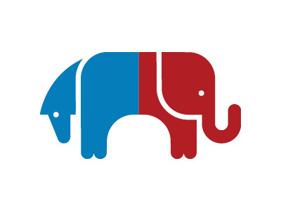 Bi-partisan Party Animal bi partisan democrat donkey election elephant icon left political republican right vector
