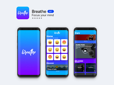 Breathe app graphic design ui ux web