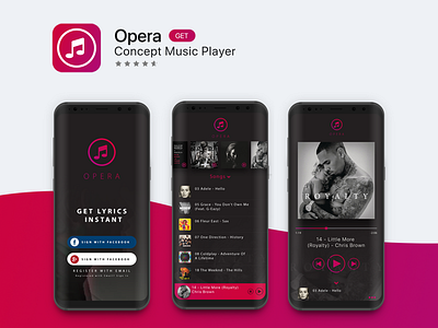 Opera app app design design graphic music ui ux web