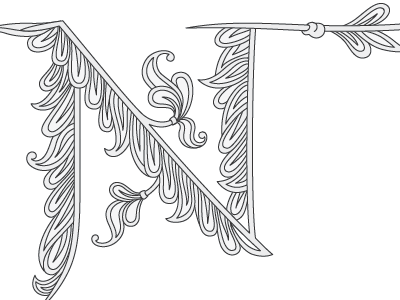 Reconstruction of Menhart´s initial N lettering letters ornaments type