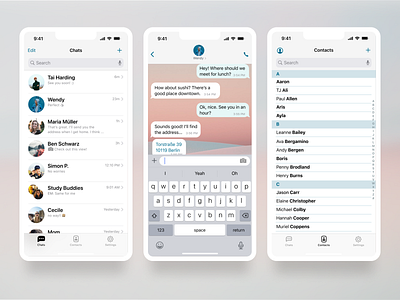 Messenger app for iOS app design ui