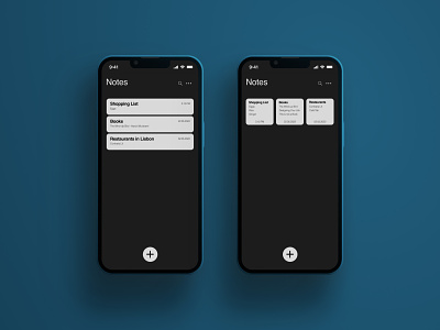 Notes App - iOS Dark mode