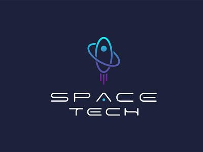 SPACE TECH design graphic design logo minimal rocket space technology vector