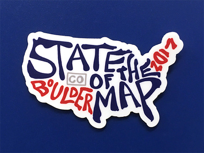 State of the Map US sticker america boulder colorado conference event hand lettering map mapping sticker united states