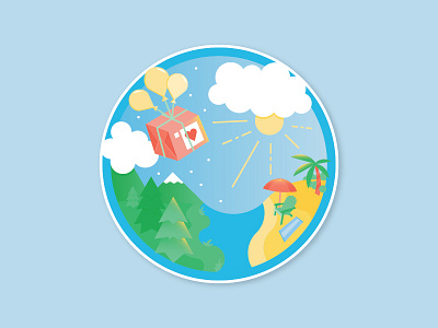 Give love balloons beach give holiday illustration love mountains send ship