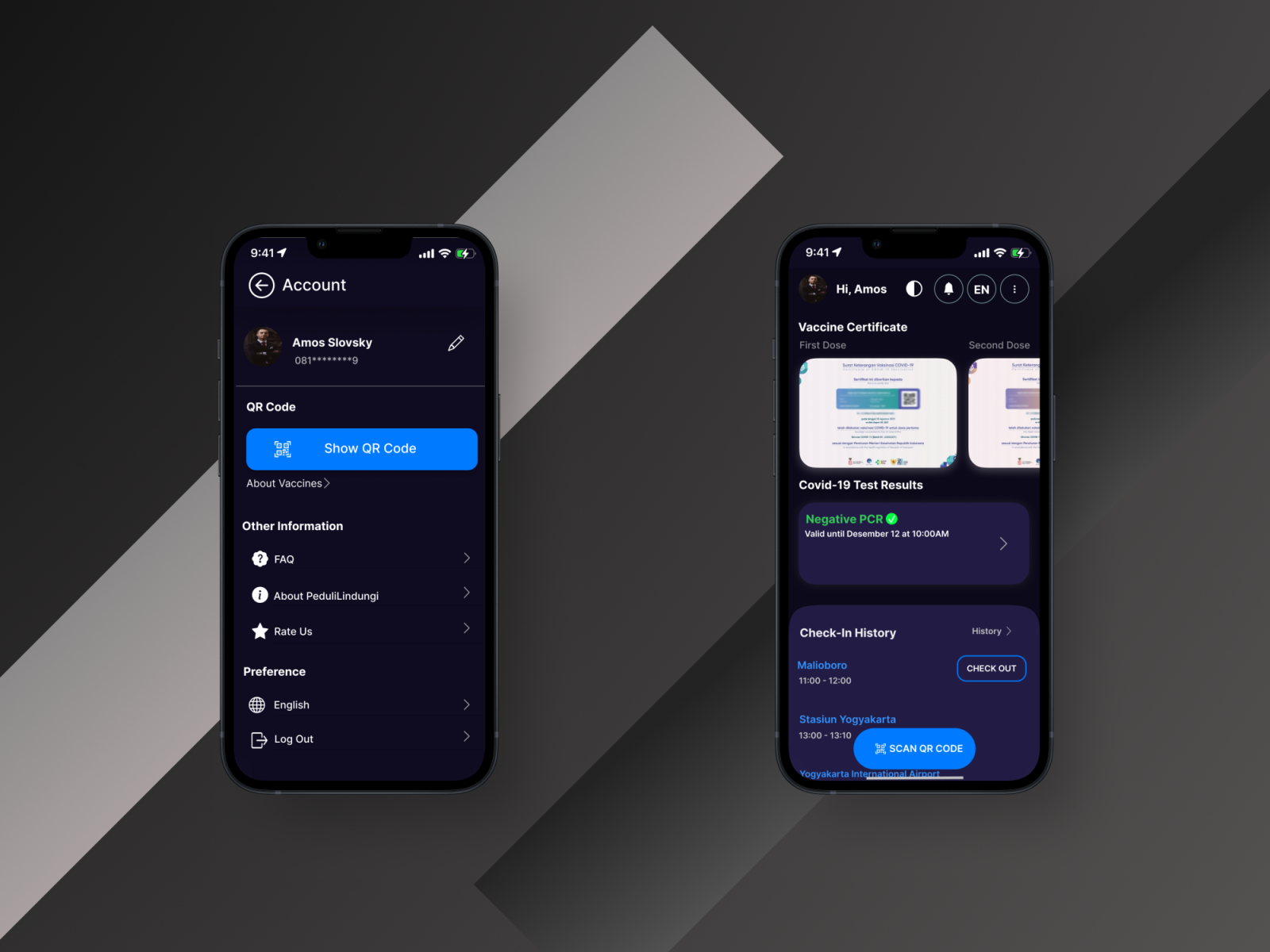 Peduli Lindungi app dark theme by Auxtaar on Dribbble