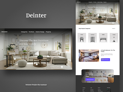 Deinter Web Design - Landing Page 1 auxstar auxtaar auxtar branding deinter design figma furniture indonesia landing page landingpage logo page landing pagelanding ui ux web design webdesign