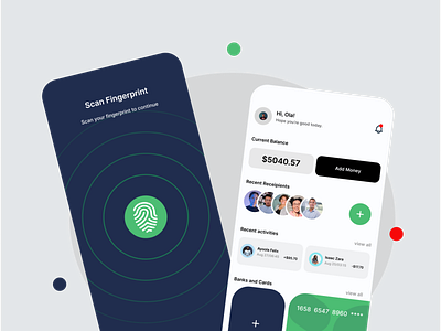 Fingerprint, Login, UI design, Finance app, Figma