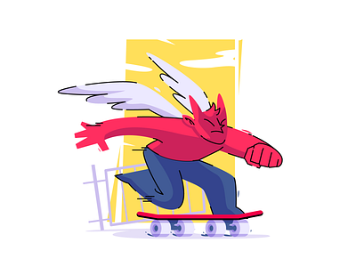 Red Devil Guy Skating angel devil draw evil illustration skate skater vector