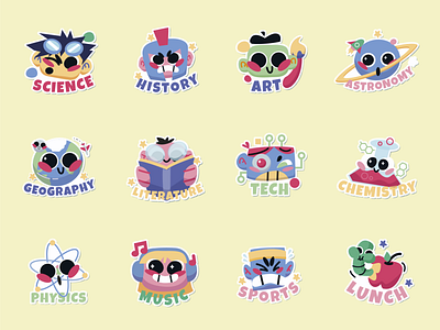 School Subjects Sticker Pack Illustration